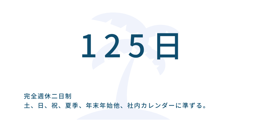 125日（完全週休二日制土、日、祝、夏季、年末年始他、社内カレンダーに準ずる。）